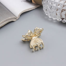 Цена за 6 шт. Крабик для волос «Доротеа», бабочка элит, 3.5 см, золото