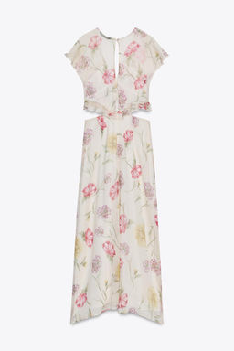FLORAL PRINT CUT-OUT MIDI DRESS - Zara фото 9