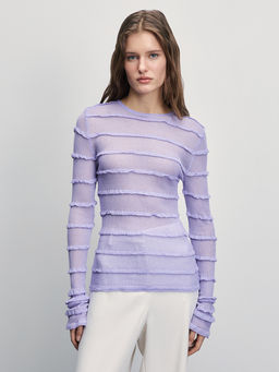 Трикотажный лонгслив с воланами из вискозы / Zarina  фото 4