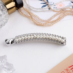 Цена за 6 шт. Банан для волос «Тайна морей», бусины ажур, 9.5 см, серебро