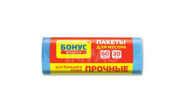 BONUS пакеты д/мусора 60л*20шт HD 58*75см синие 7 мкм