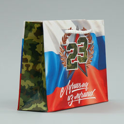 Цена за 3 шт. Пакет подарочный ламинированный, упаковка, «С 23 февраля», S 15×12×5.5 см