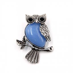 Брошь Сова с камнем Апатит оберег на процветание 3,5х4,5см