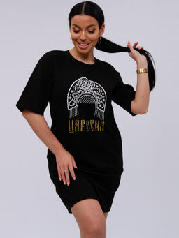 Сорочка "Царевна" чёрная, трикотаж