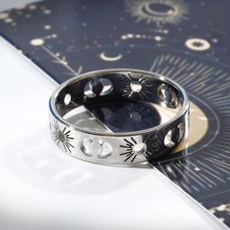 Кольцо «Солнце и полумесяцы», цвет серебро 18 размер