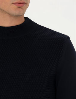 Lacivert Slim Fit Yar_m Bal_k__ Yaka Triko Kazak - Pierre cardin фото 7