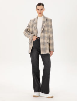 Gri High Waist Flare Fit Jean Pantolon