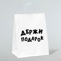 Пакет подарочный с приколами, крафт Держи подарок, белый, 24 х 10,5 х 32 см - UPAK LAND фото 3