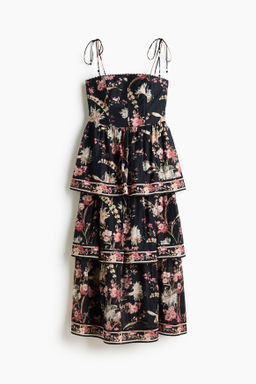 Vestido escalonado en mezcla de lino