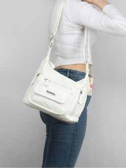 Сумка женская искусственная кожа Guecca-113, 1отд+карм/пер, плечевой ремень, белый SALE 264010 - Adelia фото 9