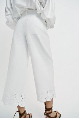 PANTAL?N CULOTTE BORDADOS PERFORADOS / Blanco - Zara фото 6
