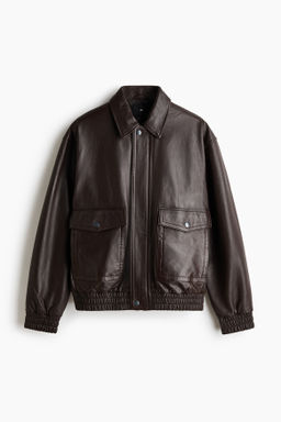 Leather bomber jacket