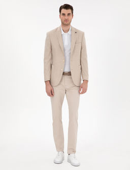 Bej Slim Fit Kanvas Pantolon