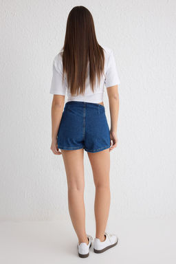 Mavi Baglama Detayl? Normal Bel Mini Denim Sort Etek TWOSS25SR00048