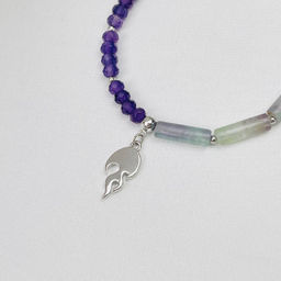 Браслет из Флюорита и Аметиста с подвеской 16,5 см +
