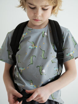 Футболка для мальчика Крокодил, серый - Lesi kids фото 4