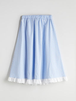 Beli Lastikli Ekose K?z ?ocuk Etek