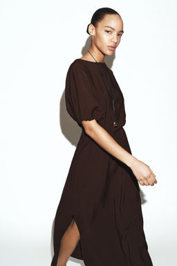 HALTER EYELET MIDI DRESS - Zara фото 15