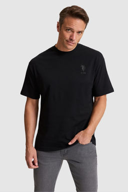 Erkek Siyah Comfort Fit Bisiklet Yaka Basic Ti__rt