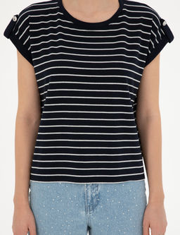 Lacivert Comfort Fit _izgili Ti__rt