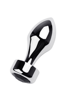 Анальная втулка Metal by TOYFA, металл, серебряная, с чёрным кристаллом, 10,8 см, 4 см, 200 г  фото 2