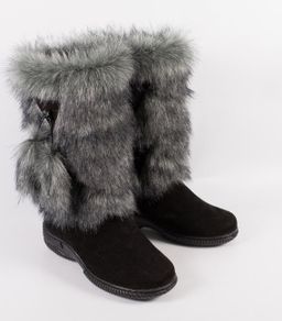 сапоги унты Чернобурка, натуральная замша, натуральная овчина, литая подошва