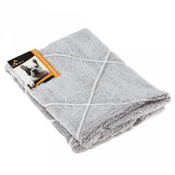 Подстилка-плед для животных 50х70см Ромбы серый, велсофт Bamboo набивной, полиэстер 100%, плотность 260г/м2, упаковка Пакет ПП 35х45см, т.м. Pet toys