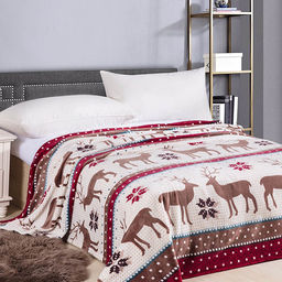 Плед Велсофт набивной - Северный олень 220х200