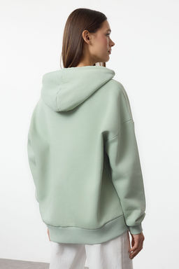 Mint Oversize/Rahat Kesim Fermuarl? Kal?n Ici Polarl? Orme Sweatshirt TWOAW24SW00188