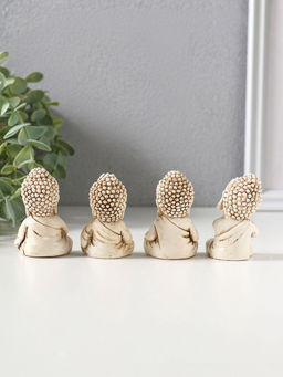 Сувенир полистоун "Медитация маленького Будды" набор 4 шт беж 3х3,5х6 см