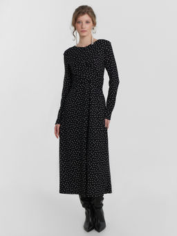 Платье женское черное в горошек черно -белый горох 152680