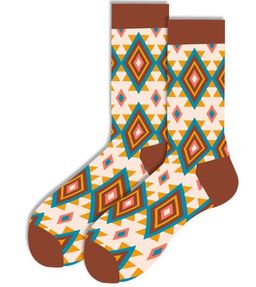 Носки р.40-45 Geometry and Line Узоры коричневые - Krumpy фото 4