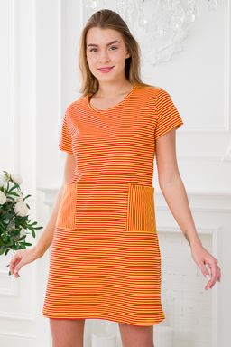 Туника женская из кулирки Руслана красная полоса на жёлтом - Амадэль фото 20