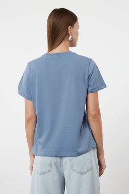 Indigo %100 Pamuk Basic Bisiklet Yaka Orme T-Shirt TWOSS23TS00000