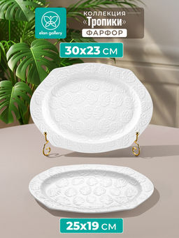 Набор 2 блюд 25,5*19*2 см и 30,5*23*2 см Тропики, фарфор - Elan gallery фото 8