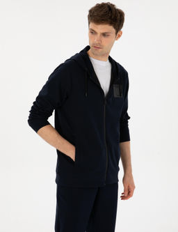 Lacivert Regular Fit Pamuk Kar___ml_ Tam Fermuarl_ Sweatshirt - Cacharel фото 3