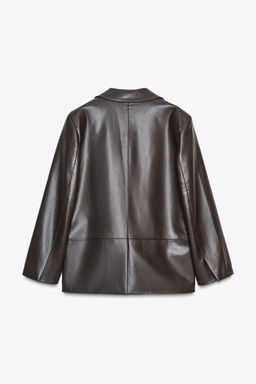 FAUX LEATHER STRAIGHT BLAZER - Zara фото 6