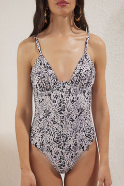 Trendyolmilla Soyut Desenli Balkonet Regular Mayo TBESS25MA00115  фото 3