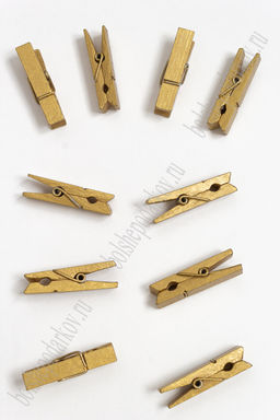 Прищепки деревянные 35 мм (100 шт) SF-2909, золотой