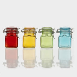 Банка для хранения сыпучих «Квадрат», 100 мл, 5.5×8 см, с бугельным замком, стекло, МИКС