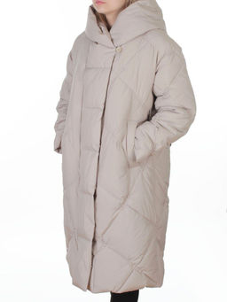 8870 LT. BEIGE Пальто зимнее женское оверсайз (200 гр. холлофайбер)