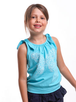 Футболка-топ UD 0359 голубой/белый кант - Mini maxi фото 33