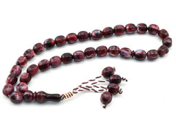 Четки мусульманские 33 бусины, овал с гранями 10*12мм бордовый, 42см