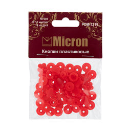 Кнопка Micron POM-12 FL Кнопки пластиковые пластик d 12 мм 15 шт. № 003 красный