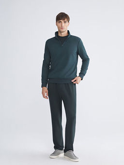 Dik Yaka Uzun Kollu Erkek Kal?n Sweatshirt