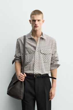 CAMISA RELAXED FIT CUADROS / Crudo / Negro - Zara фото 2