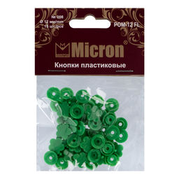 Кнопка Micron POM-12 FL Кнопки пластиковые пластик d 12 мм 15 шт. № 008 зеленый