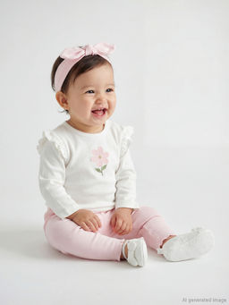 ?i?ek Bask?l? K?z Bebek Tak?m 3l?