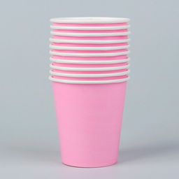 Цена за 8 шт. Стакан одноразовый бумажный, однотонный, цвет розовый, 205 мл
