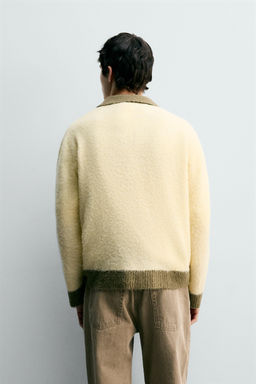 CONTRAST KNIT POLO SHIRT WITH WOOL